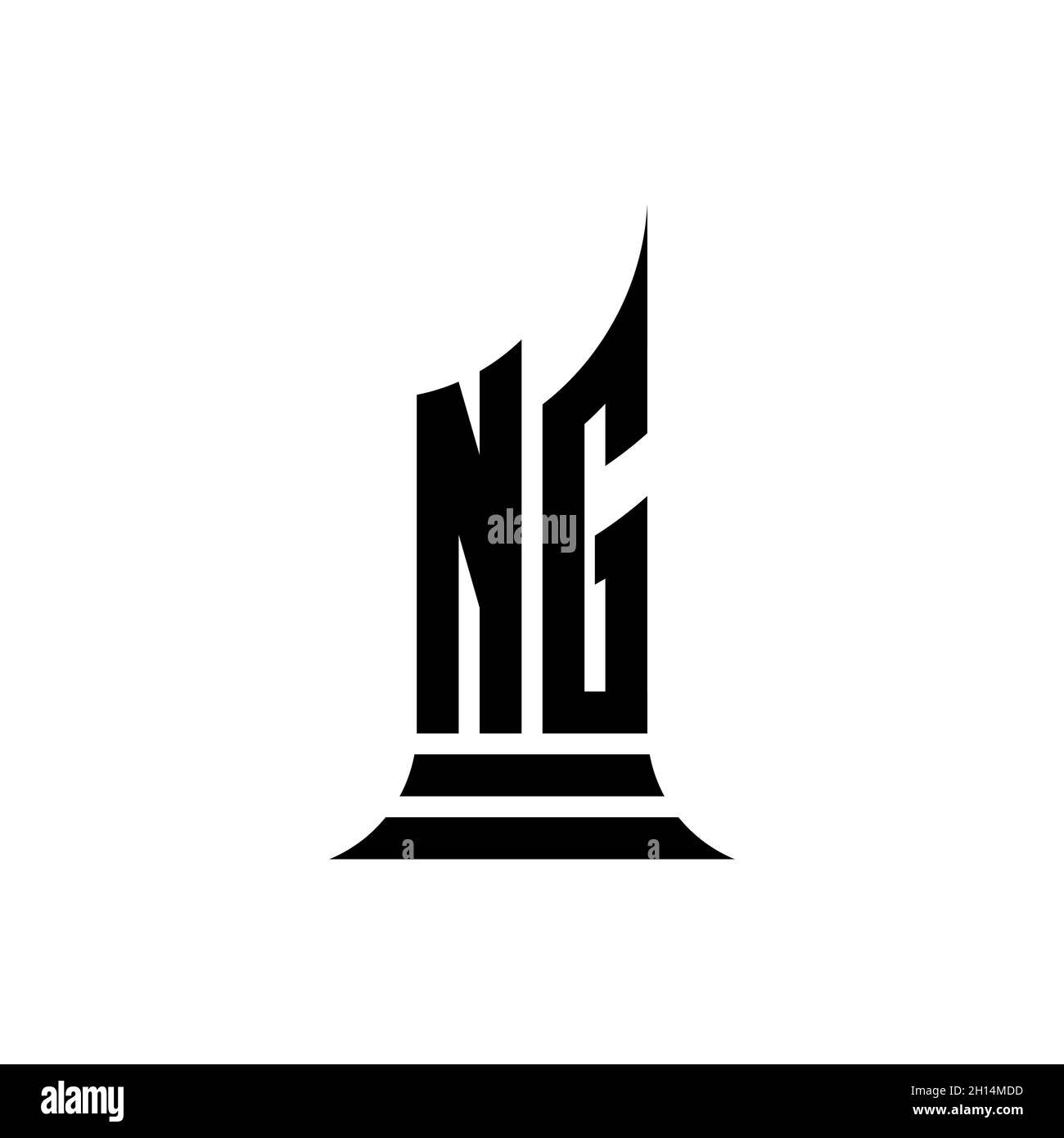 NG Monogram logo lettre avec design de style de forme de bâtiment isolé sur fond blanc, propriété immobilière, architech logo lettre bâtiment. Illustration de Vecteur