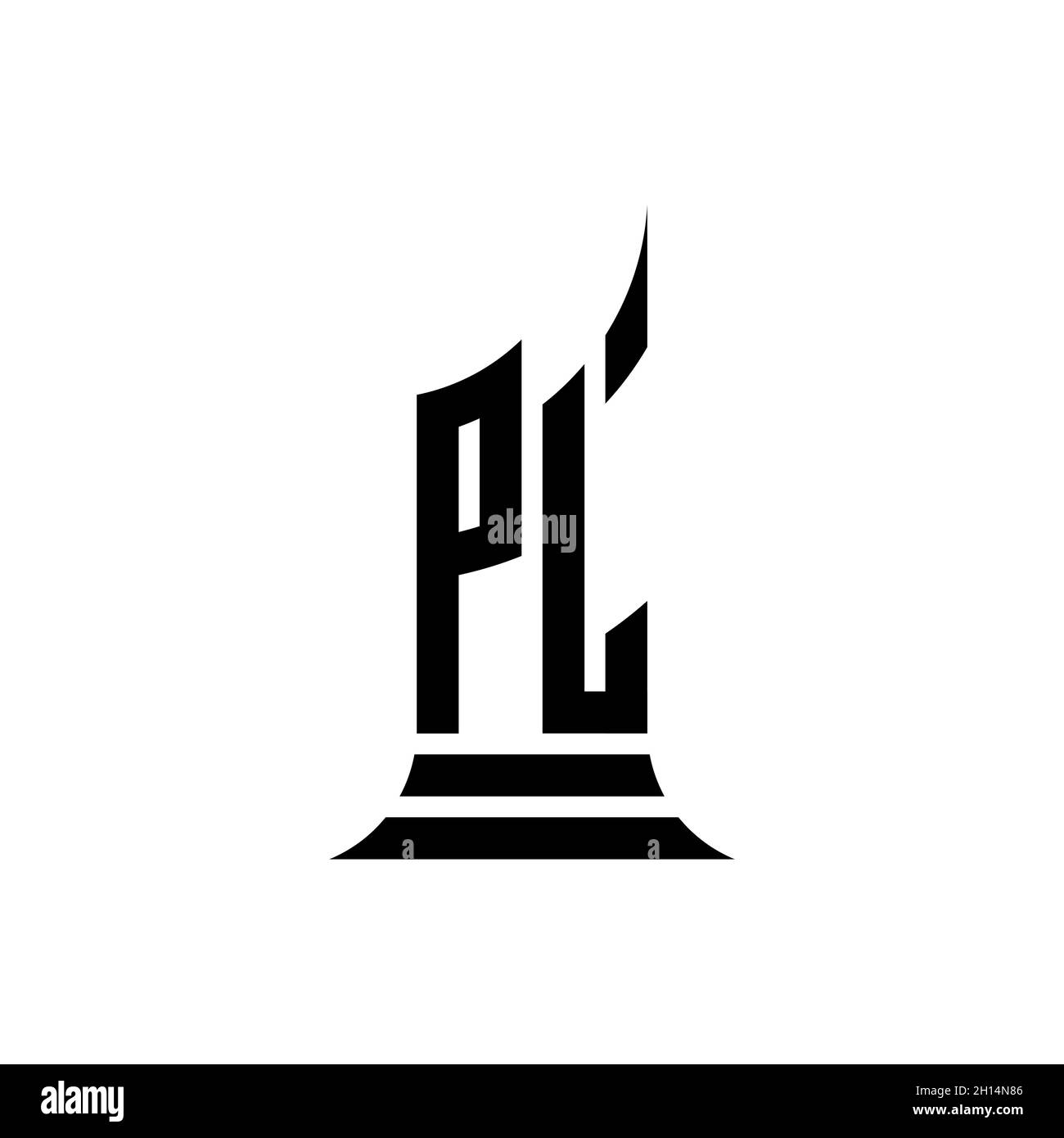 PL Monogram logo lettre avec design de style de forme de bâtiment isolé sur fond blanc, propriété immobilière, architech logo lettre bâtiment. Illustration de Vecteur