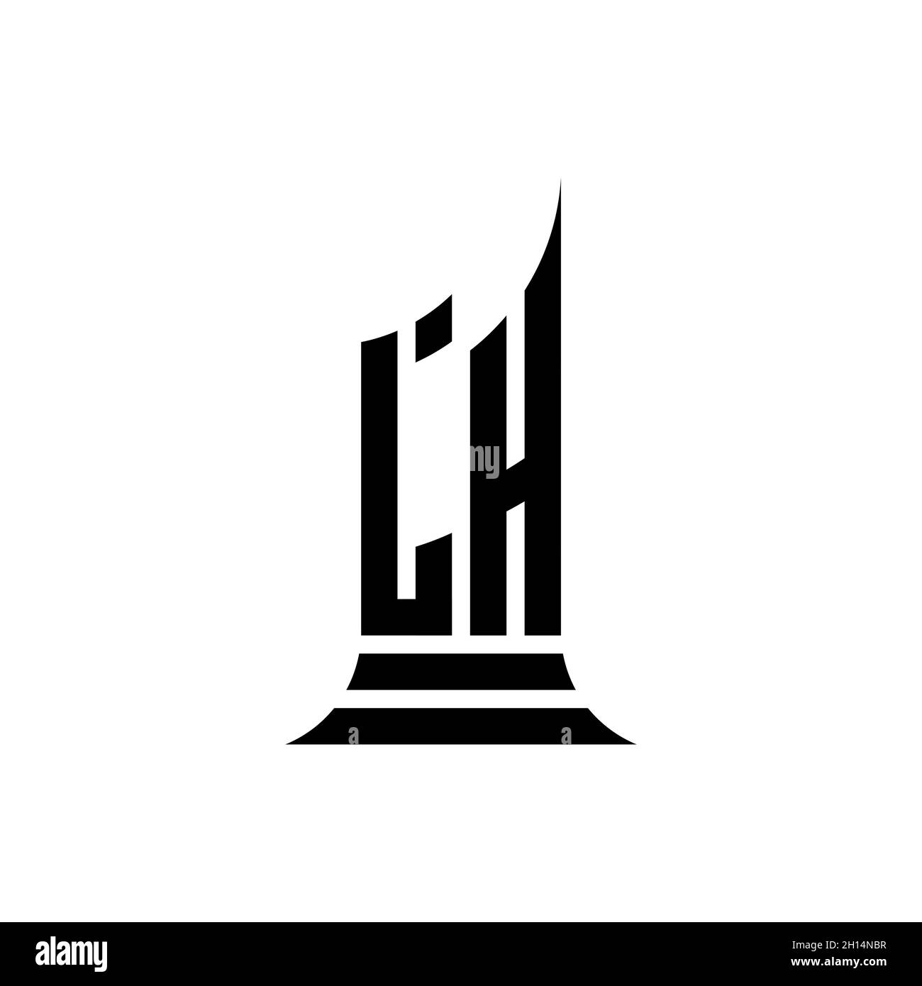 LH Monogram logo lettre avec design de style de forme de bâtiment isolé sur fond blanc, propriété immobilière, architech logo lettre bâtiment. Illustration de Vecteur