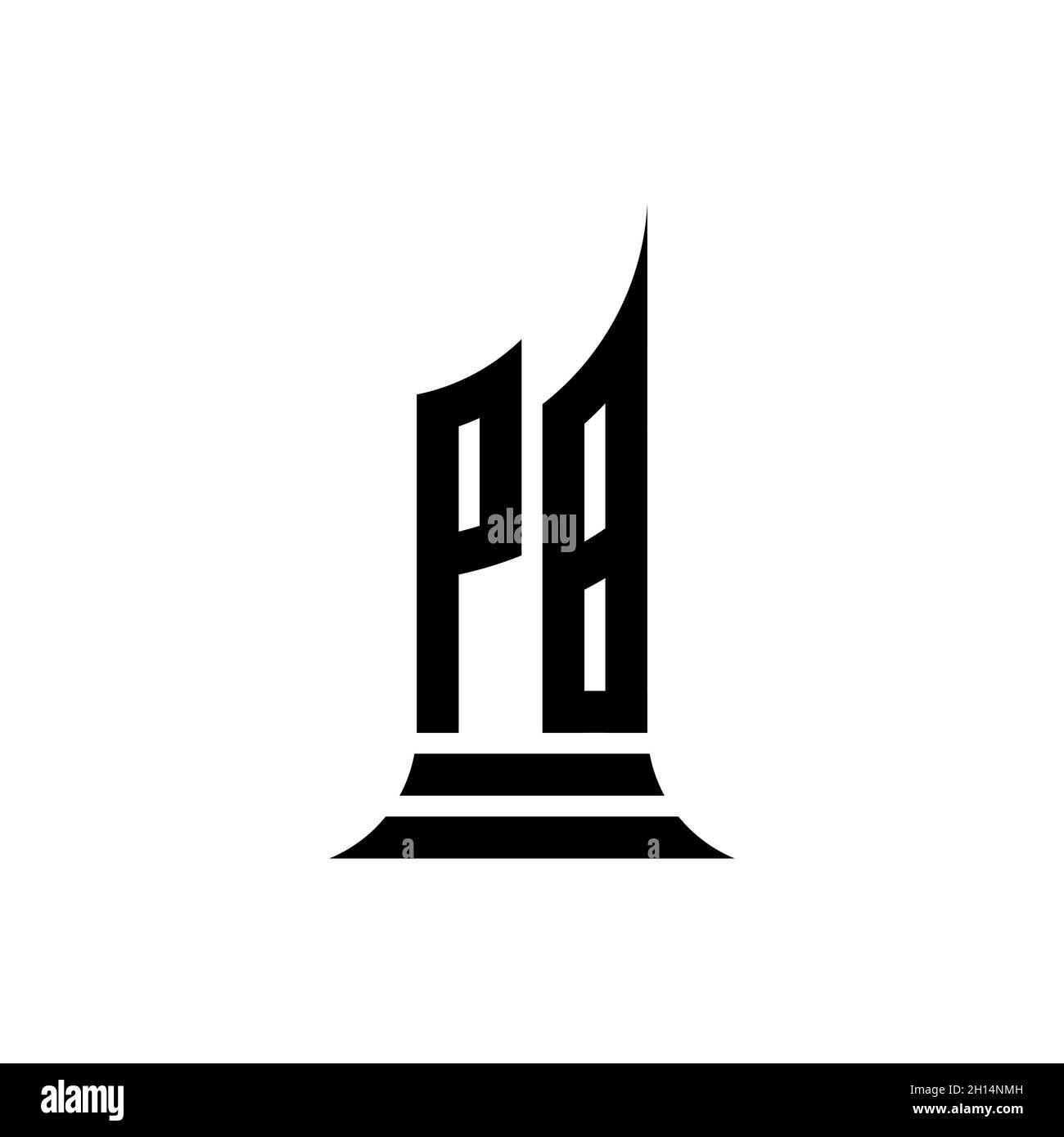 PB Monogram logo lettre avec design de style de forme de bâtiment isolé sur fond blanc, propriété immobilière, architech logo lettre bâtiment. Illustration de Vecteur