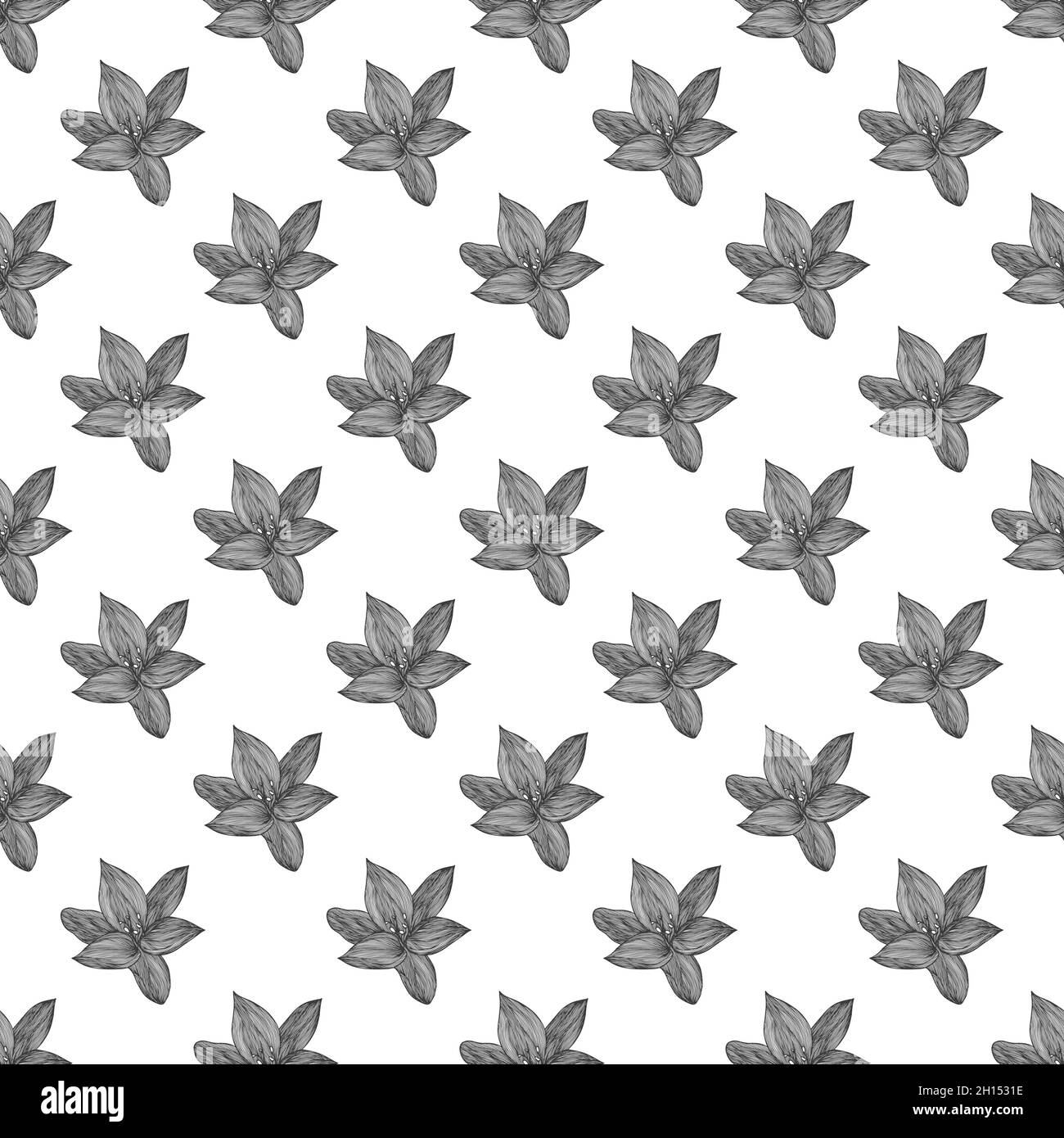 Fond vectoriel floral noir et blanc.Motif linéaire en lys sans coutures pour un motif textile.Motif floral noir et blanc sans couture vectoriel. Illustration de Vecteur