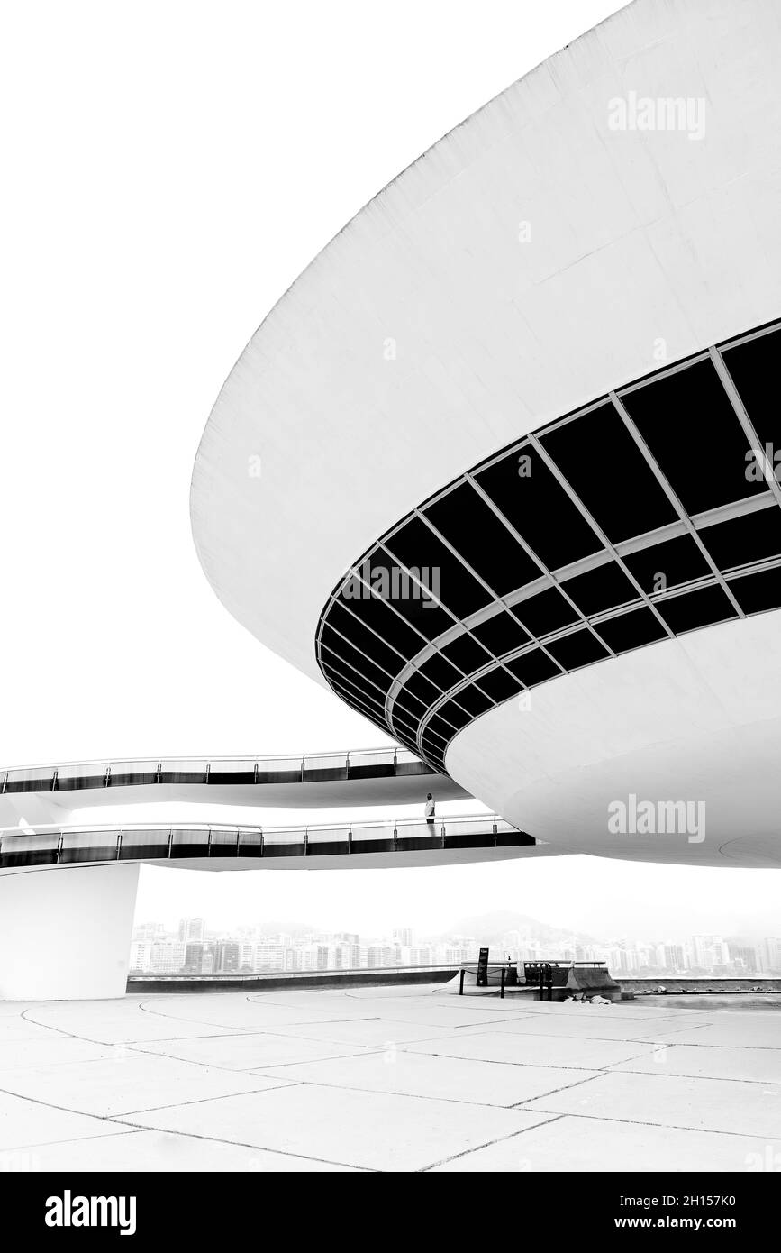 Museu de arte contemporain de Nitreói, RJ - Brésil. obra do arquiteto Oscar Niemeyer Banque D'Images