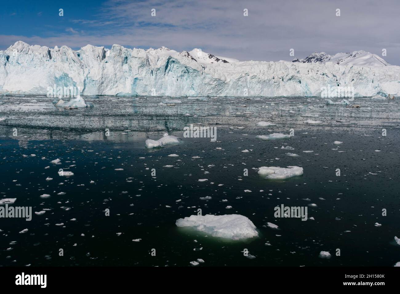 Vue sur le glacier Lilliehook.Spitsbergen, Svalbard, Norvège Banque D'Images