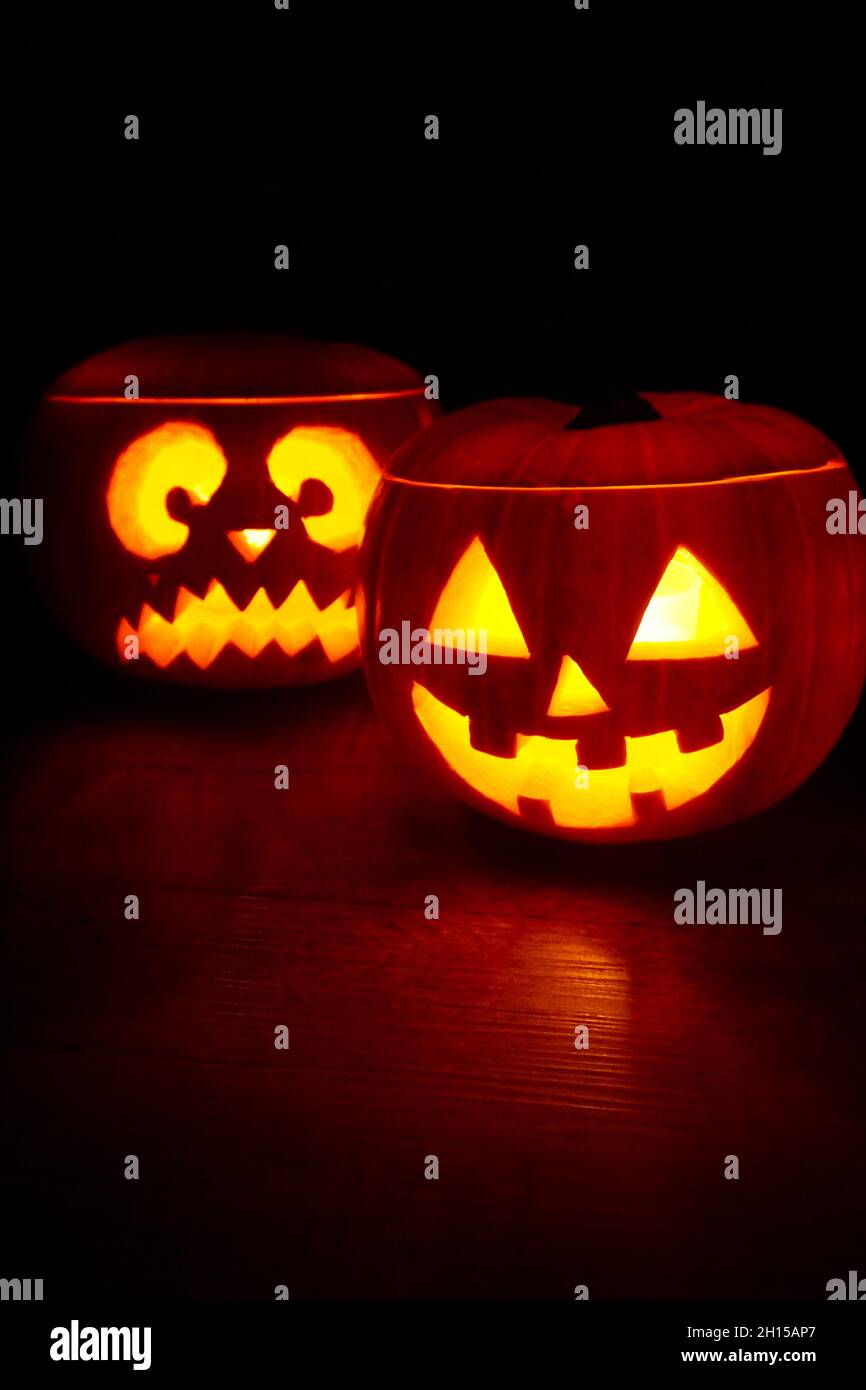 Citrouilles d'Halloween, décoration et arrière-plan Banque D'Images