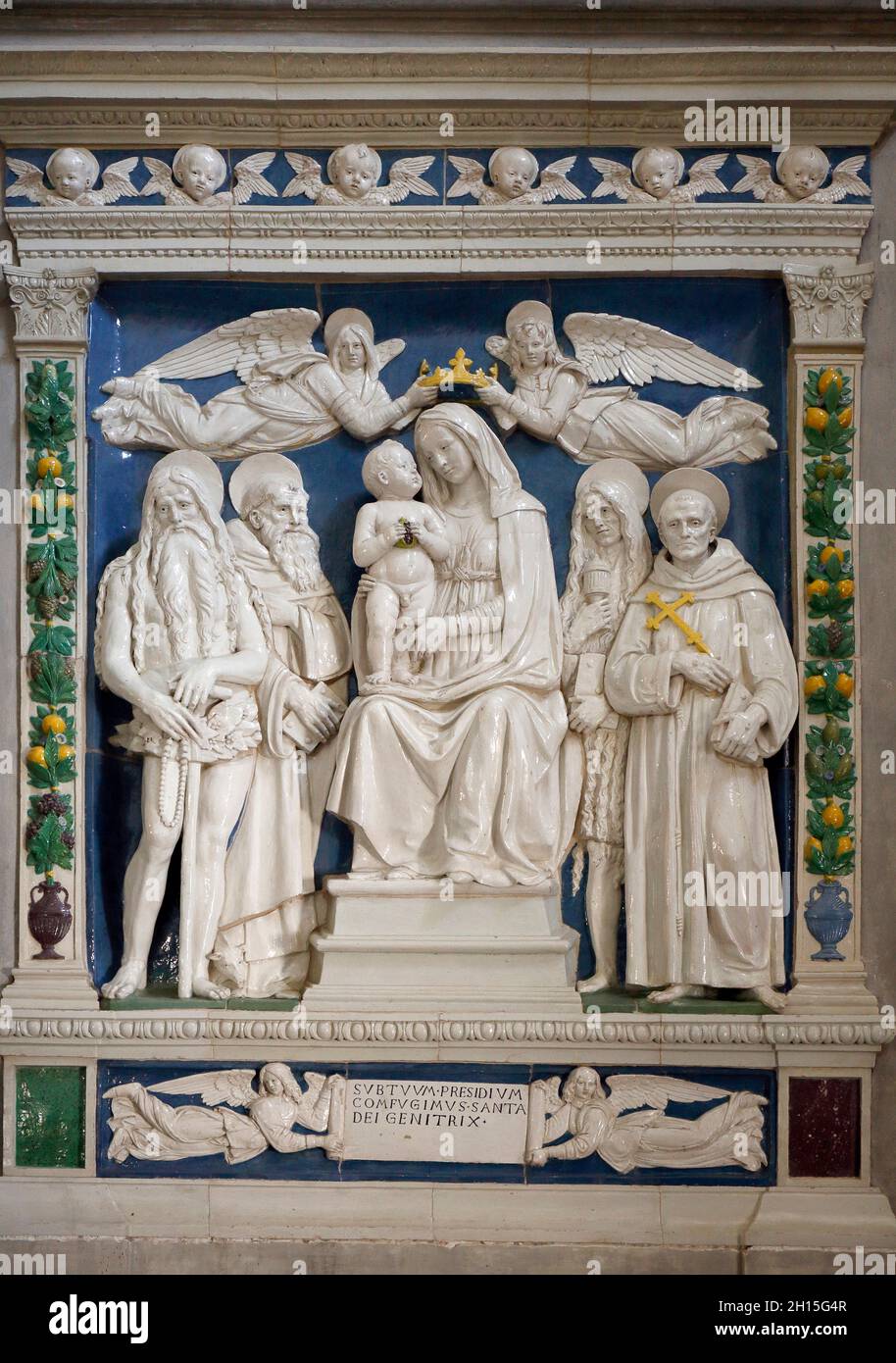 Italie Toscane Sanctuaire la Verna - Madonna du refuge, Andrea Della Robbia école Banque D'Images
