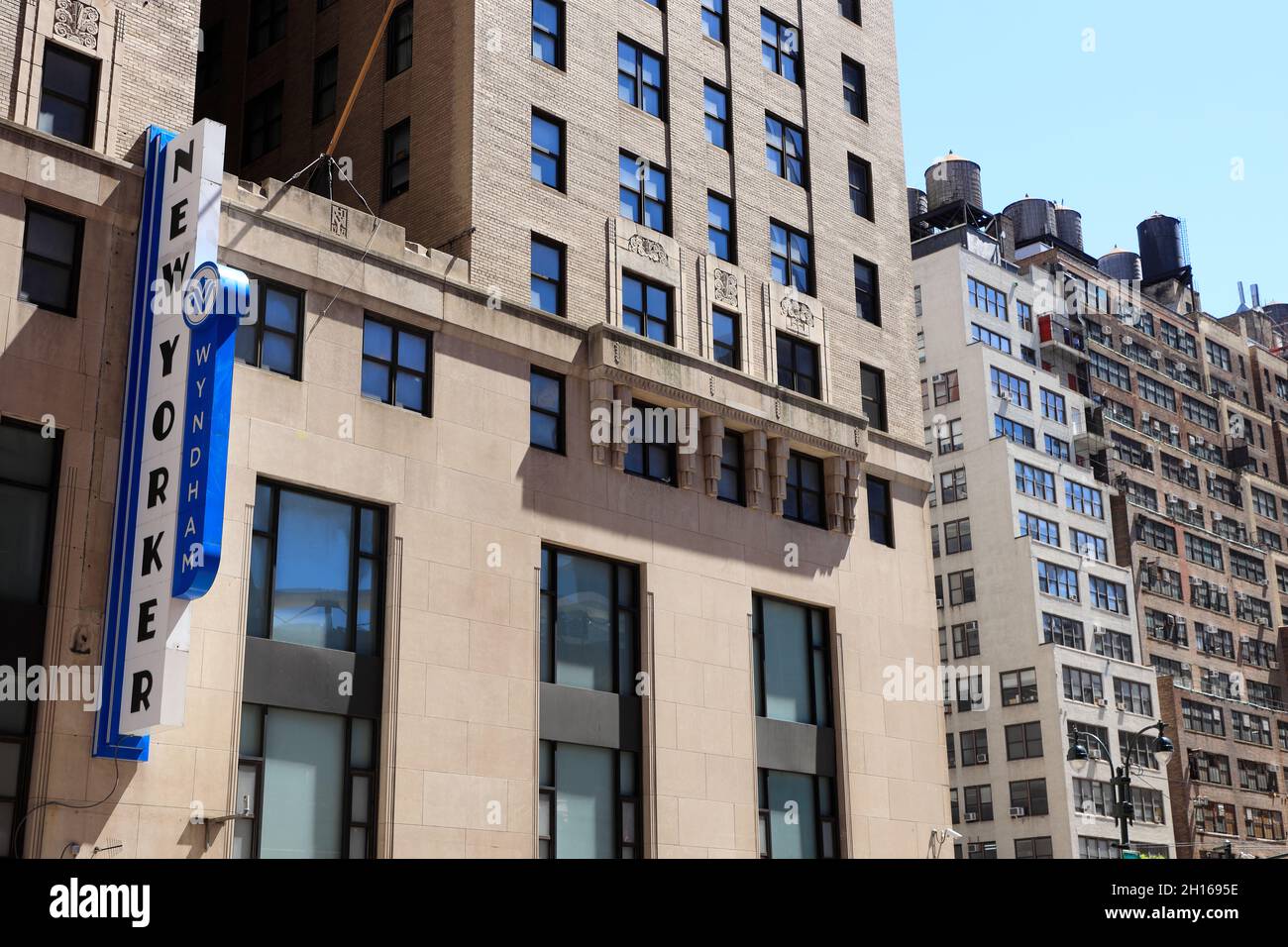 Le panneau de New Yorker Hotel à la 8e Avenue entre la 34e et la 35e rue.Manhattan.New York City.USA Banque D'Images