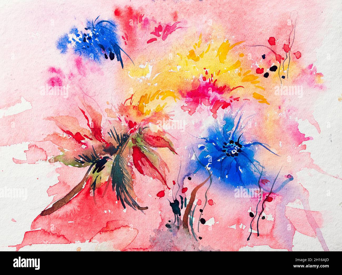 Belle peinture abstraite aquarelle florale avec fond blanc.Art. Aquarelle  indien Photo Stock - Alamy