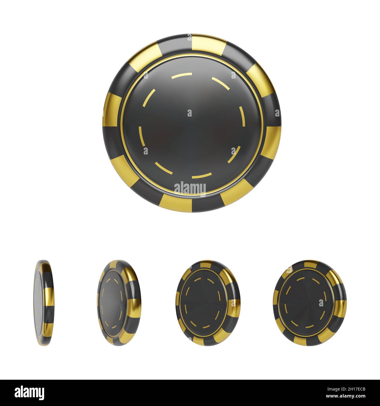 Jetons de casino en noir et or.jetons de poker 3d realistic render.Jeu en plastique isolé sur fond blanc.Illustration vectorielle Illustration de Vecteur