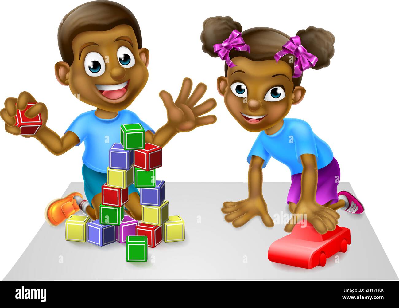 Enfants jouant avec des jouets Illustration de Vecteur