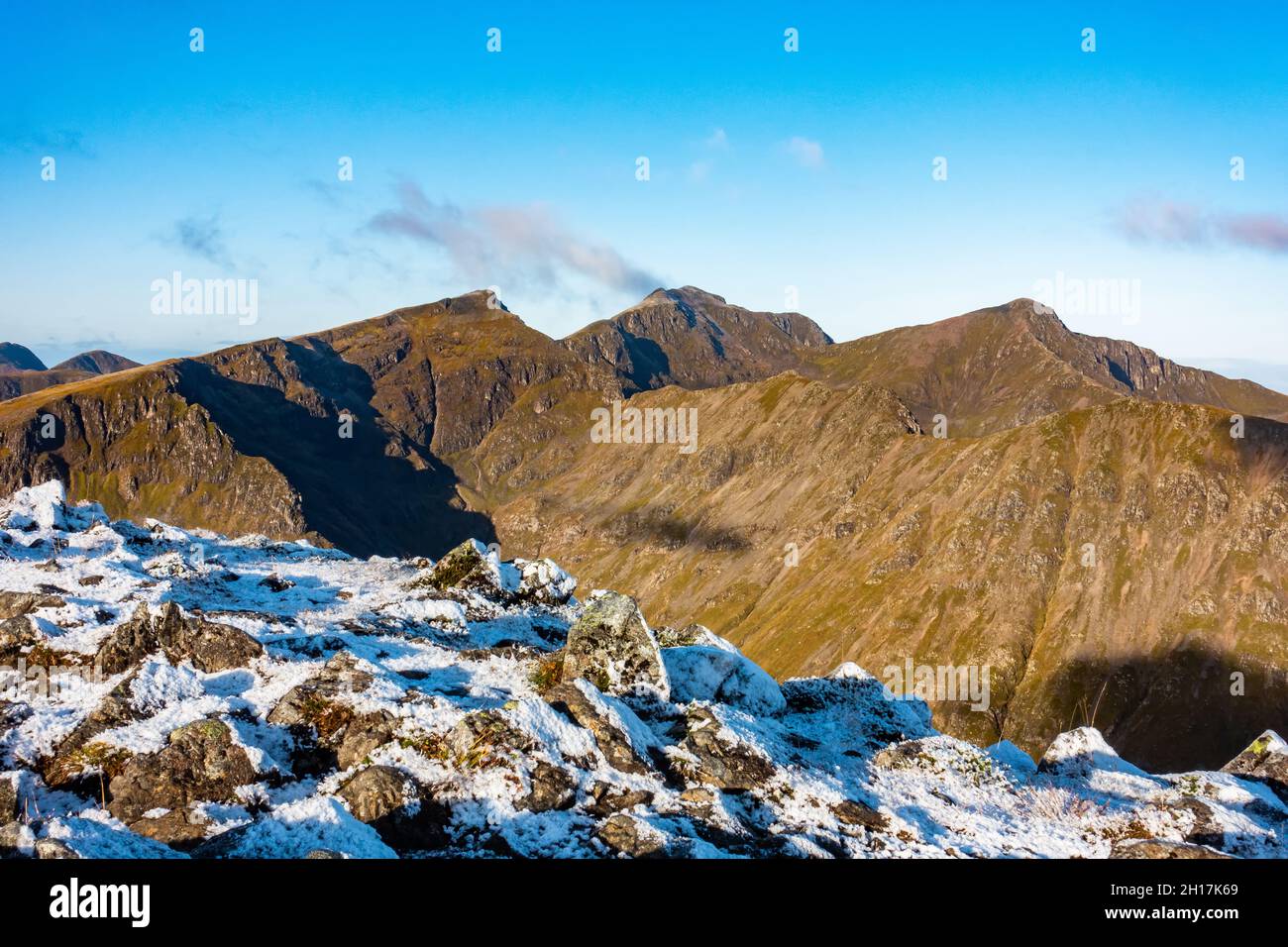 La montagne de Bidean Nam bian vue de Buachaville Etive Beag entre Glen COE et Glen Etive, Écosse Banque D'Images
