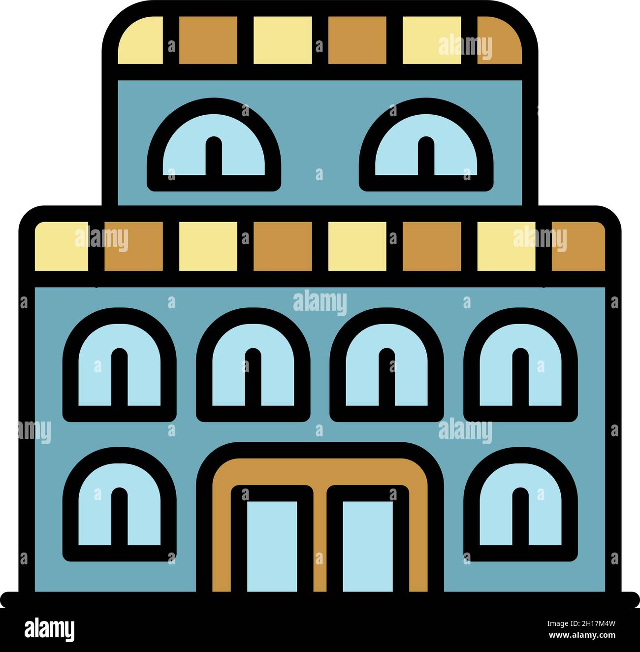 Ancienne icône de bâtiment d'exposition.Contour ancien bâtiment d'exposition vecteur icône couleur plat isolé Illustration de Vecteur