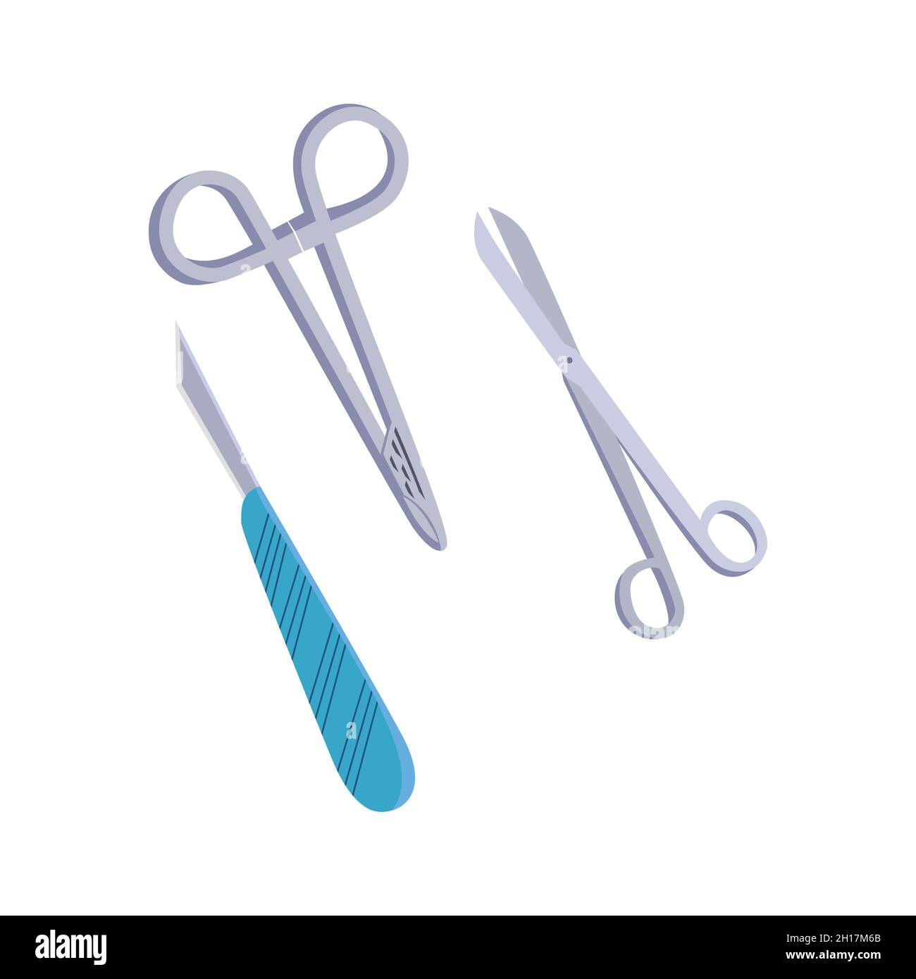 Instruments chirurgicaux icônes plates, scalpel médical et pictogramme isolés sur blanc.Symbole, illustration du logo.Conception plate Illustration de Vecteur