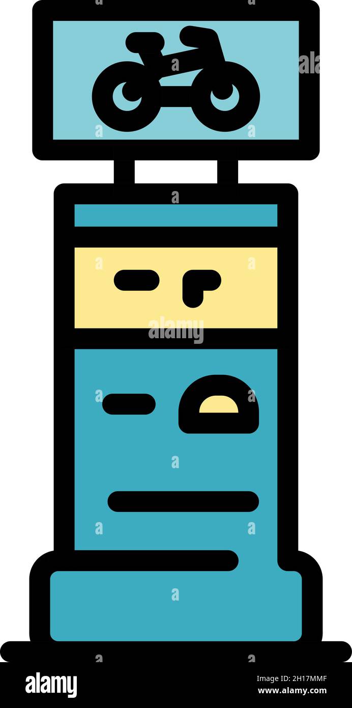 Icône de location de vélos du kiosque.Outline kiosque de location de vélo vecteur icône couleur plat isolé Illustration de Vecteur