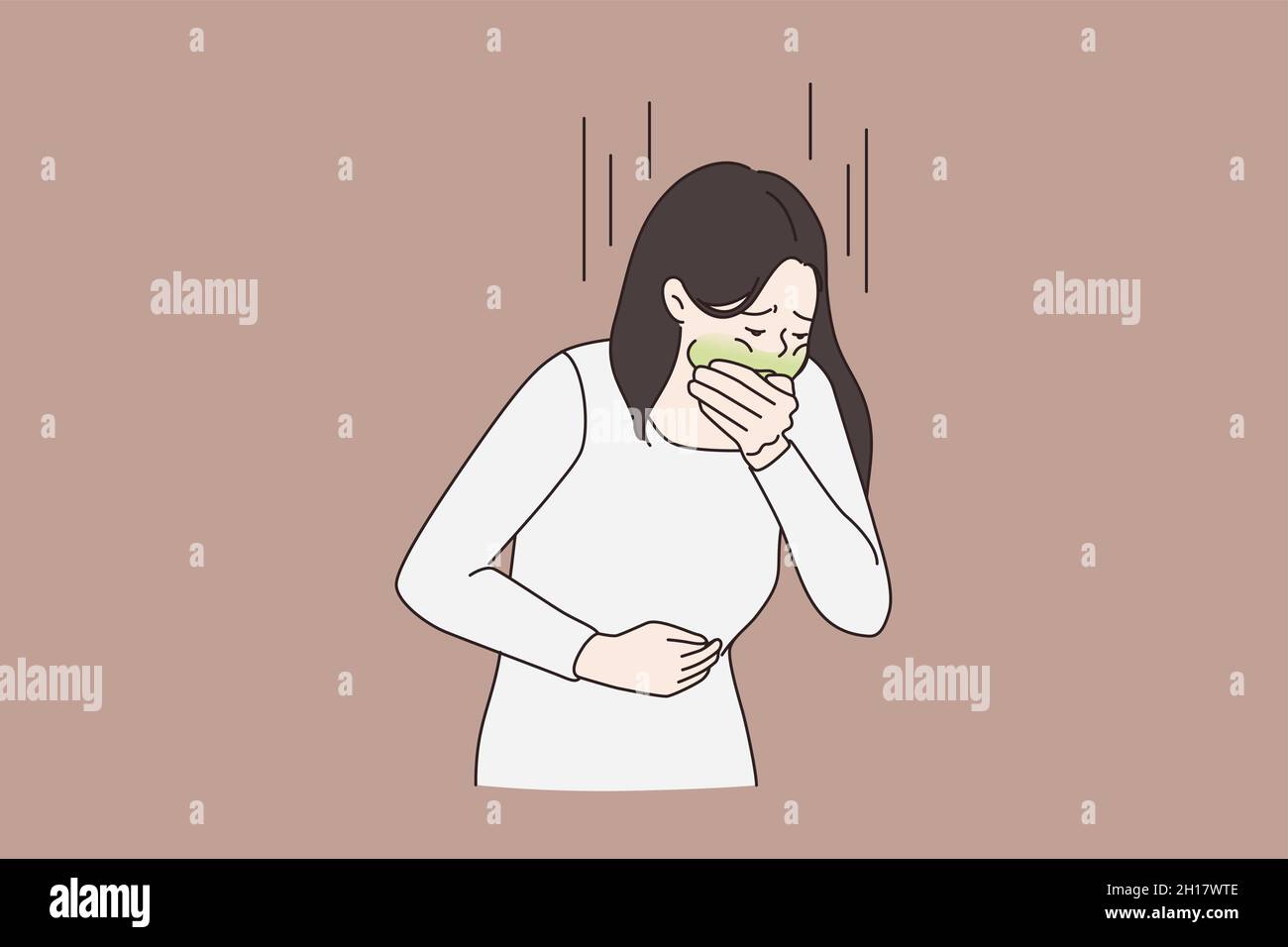 Woman with food poisoning Banque d'images vectorielles - Alamy