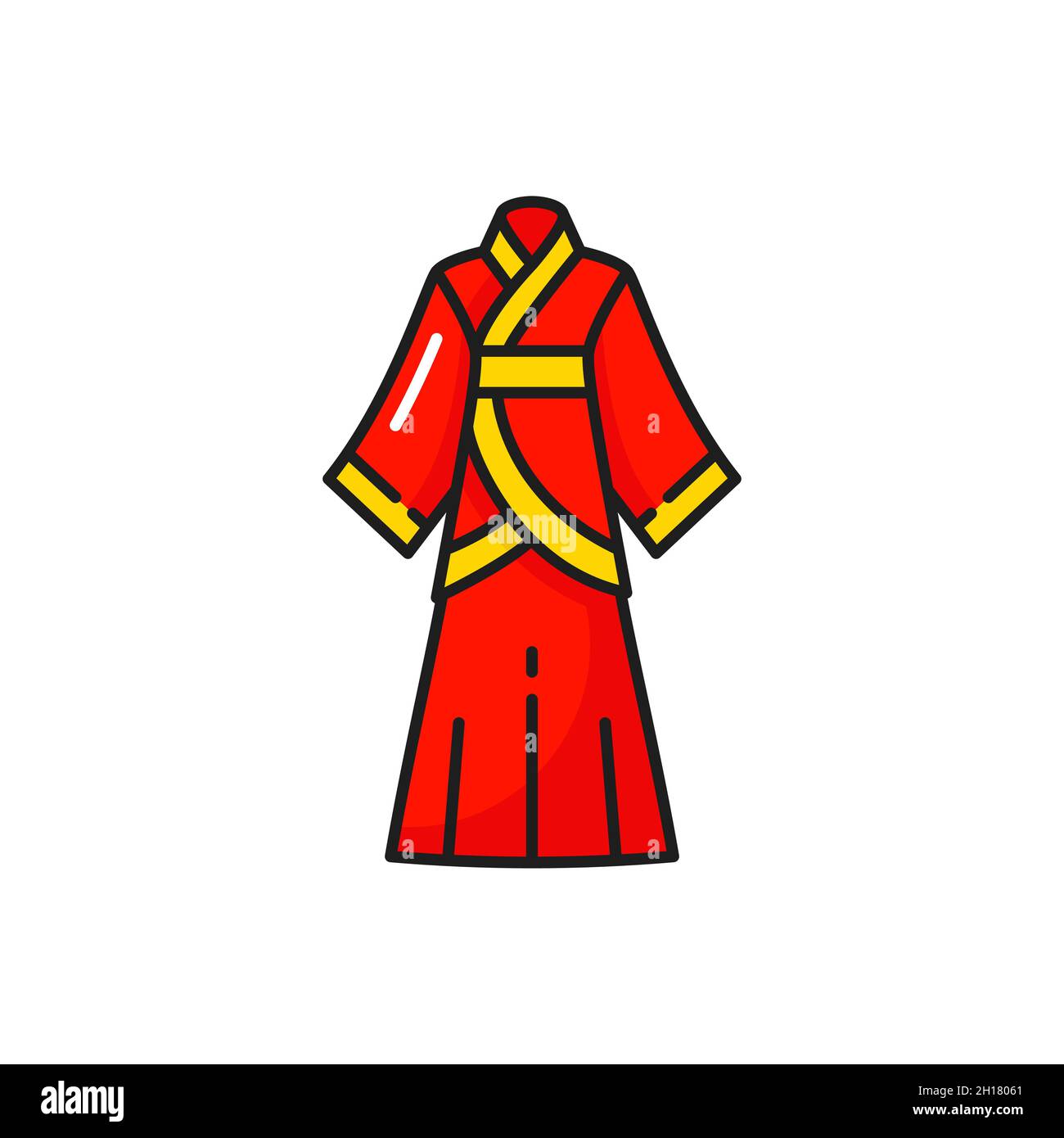 Robe rouge isolée à manches longues kimono pour femme chinoise.Robe  ethnique orientale Vector avec ceinture, tissu oriental.Vêtement japonais  coréen, traditionnel Image Vectorielle Stock - Alamy