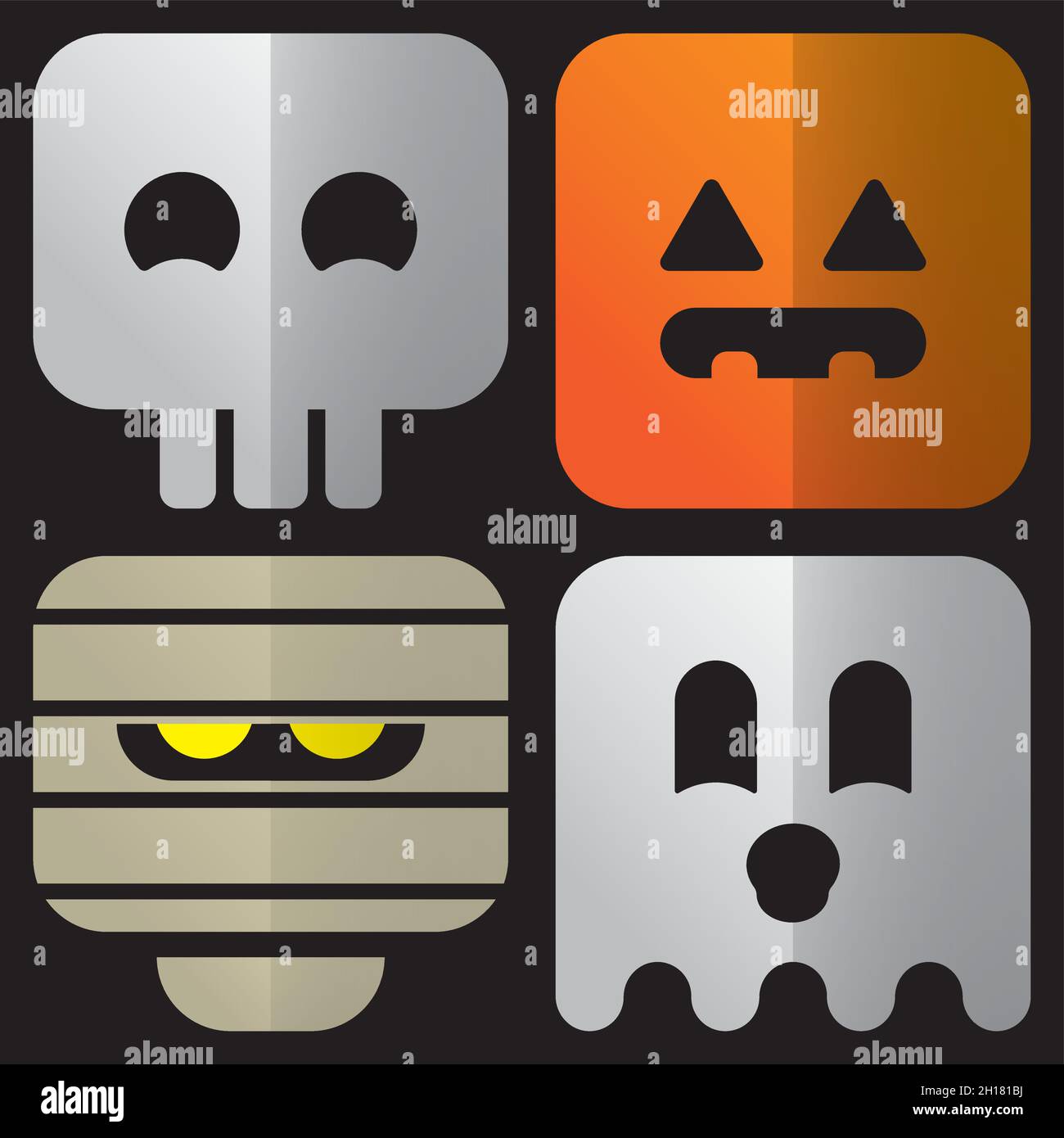 Ensemble d'icônes Halloween isolé sur noir Illustration de Vecteur