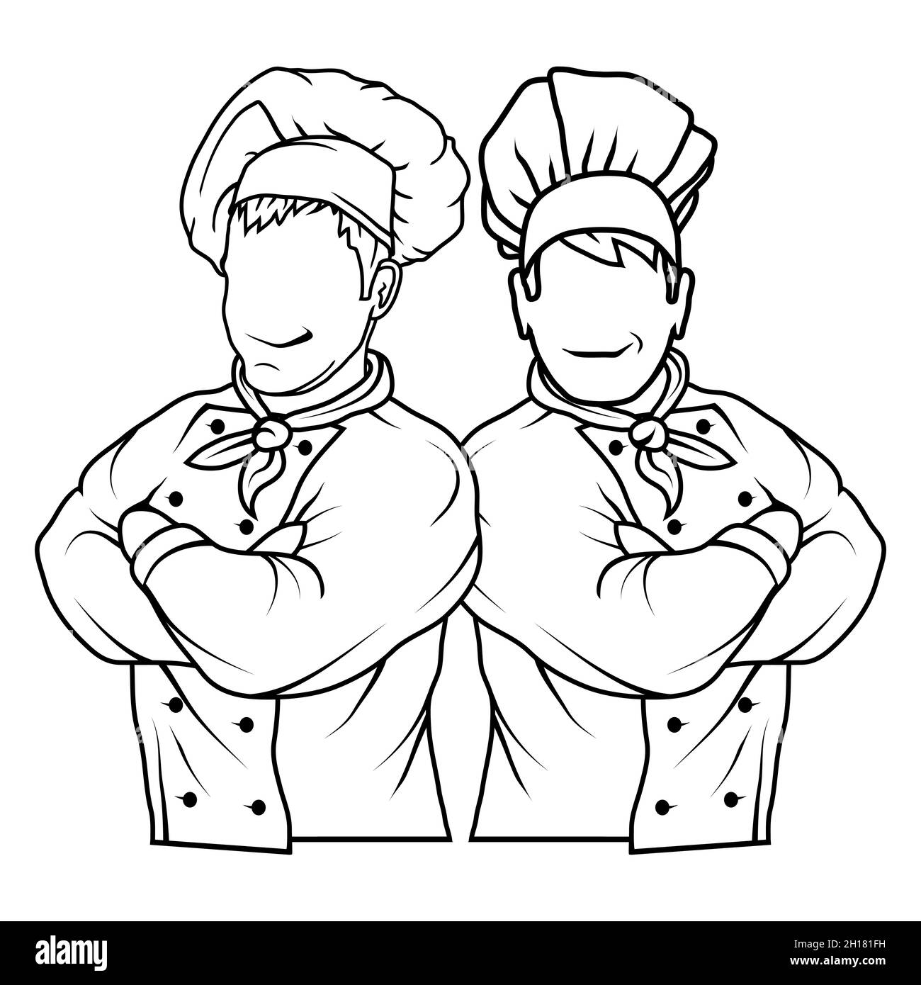 Ensemble de cuisinier de chef debout dans une autre position.Chef en uniforme.Logo Cook.Chapeau de chef.Chef cuisinier professionnel Illustration de Vecteur