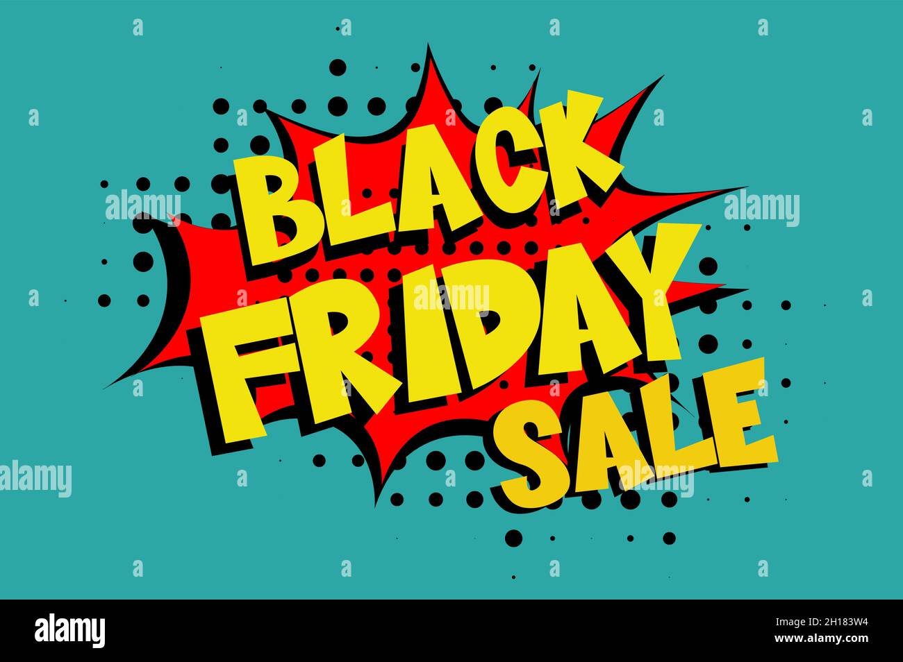 Black Friday sale Comic lettering illustration de dessin animé Vector dans le style pop art rétro sur fond demi-ton Illustration de Vecteur