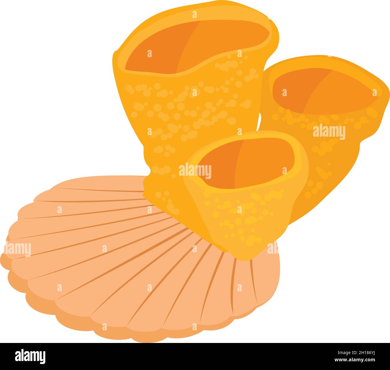 Vecteur isométrique de l'icône du monde marin.Éponge corail porifera et coquilles Saint-Jacques.Champignon dur corail, symbole marin Illustration de Vecteur