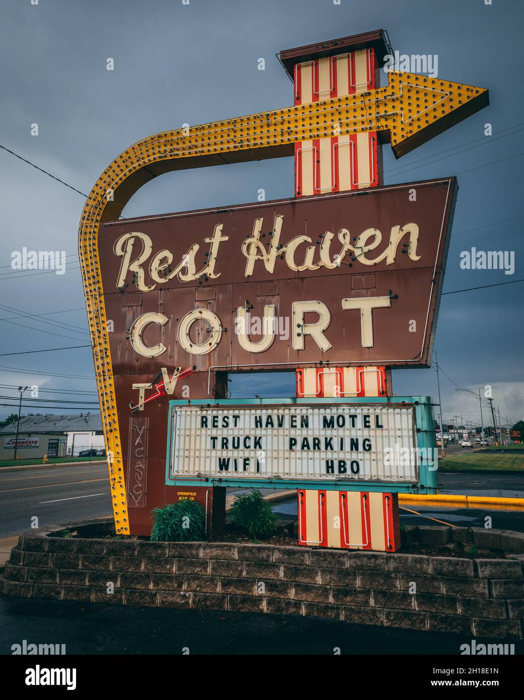 Rest Haven court Motel panneau d'époque sur la route 66 à Springfield, Missouri Banque D'Images