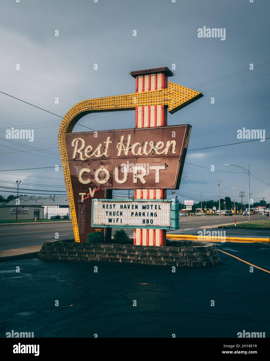 Rest Haven court Motel panneau d'époque sur la route 66 à Springfield, Missouri Banque D'Images
