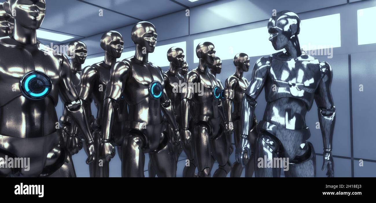 Rendu 3D.Figures humanoïdes et scène sicifi Banque D'Images