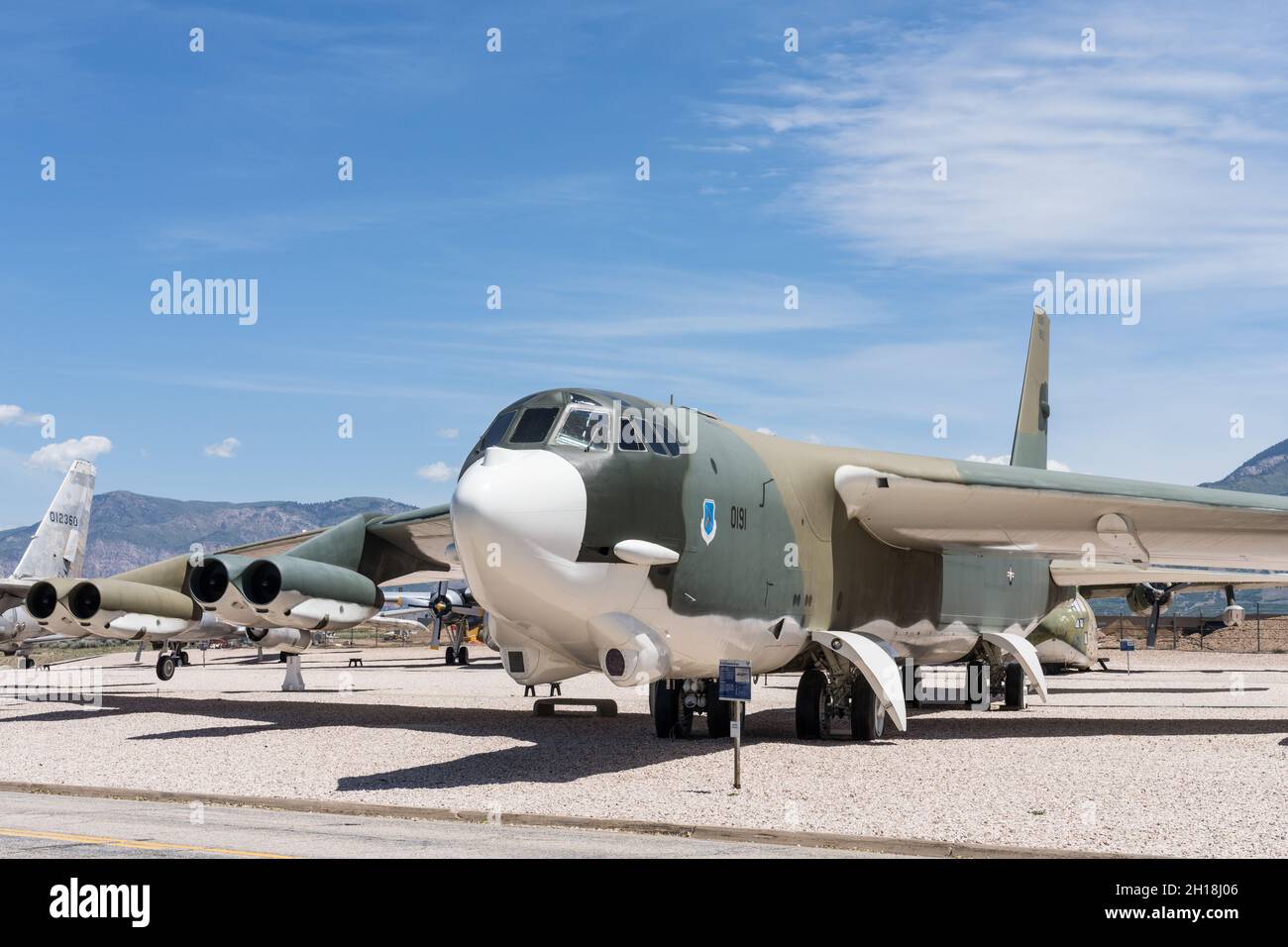 Un bombardier lourd stratégique B-52 Stratofortress de Boeing dans le Hill Aerospace Museum dans l'Utah. Banque D'Images