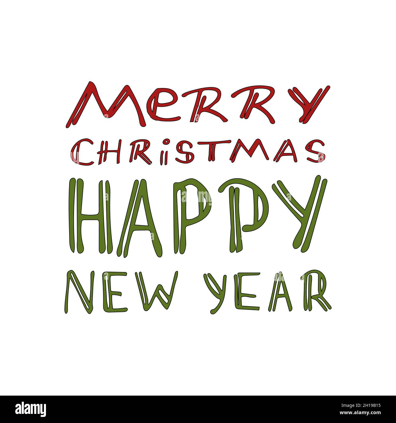 Lettrage Joyeux Noël et bonne année pour sticker, imprimé, poster, carte de conception. Illustration de Vecteur