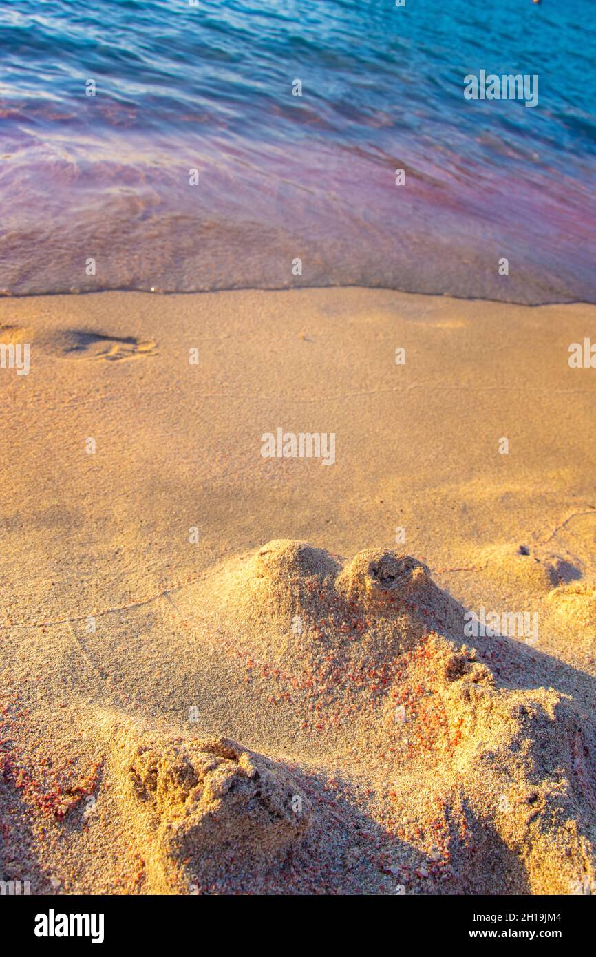 Célèbre plage de sable de Falasarna au nord-ouest de La Canée, Crète, Grèce. Banque D'Images