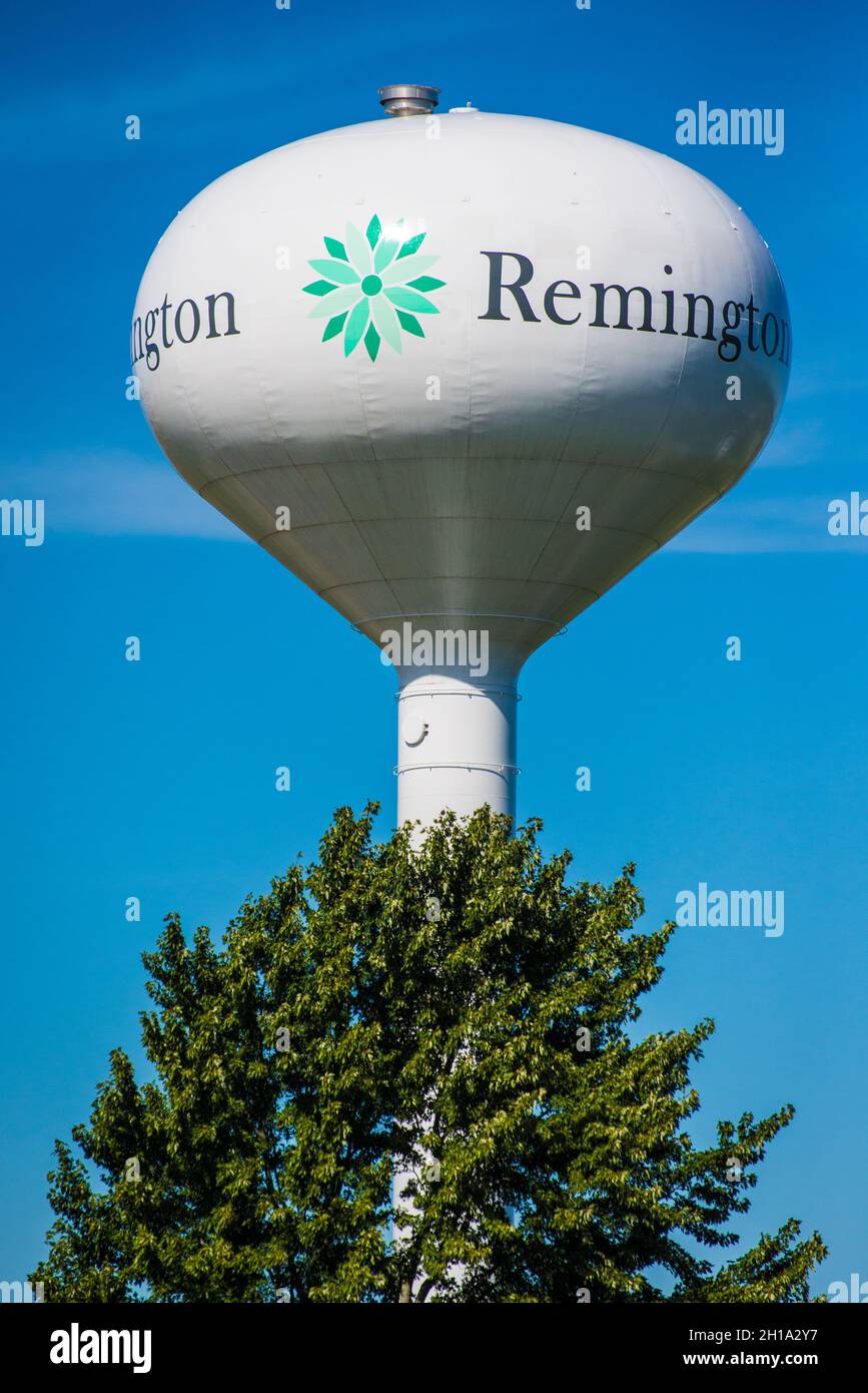 Remington Indiana Water Tower - comté de Jasper Banque D'Images