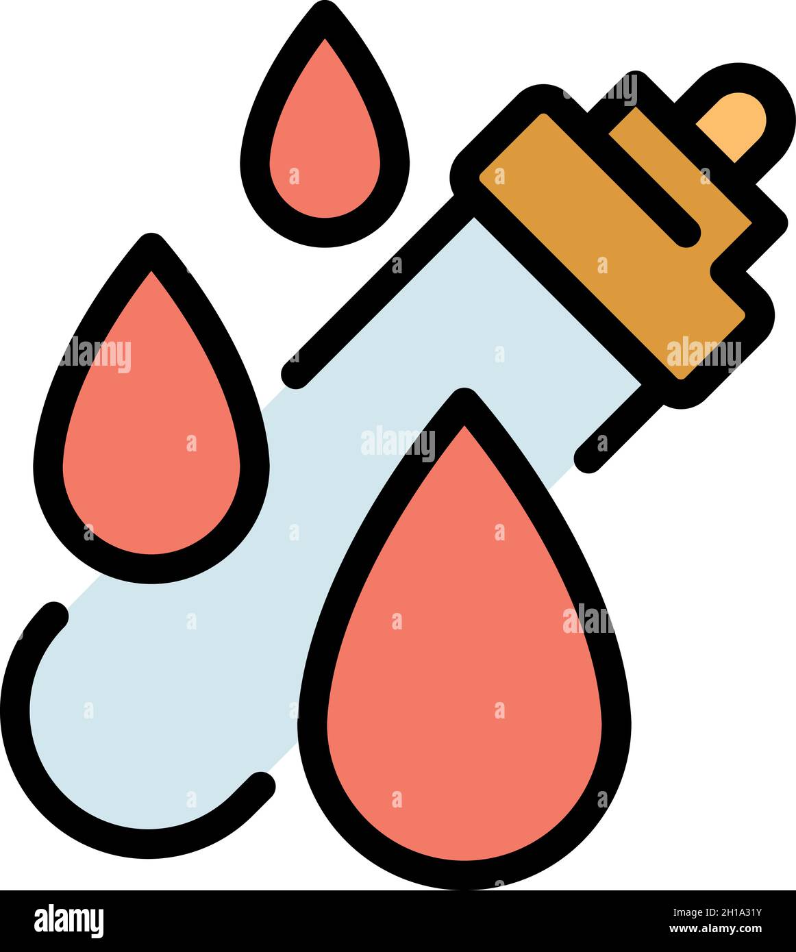 Icône du tube de test de chute de produit chimique.Contour du tube de test de chute chimique vecteur icône couleur plat isolé Illustration de Vecteur