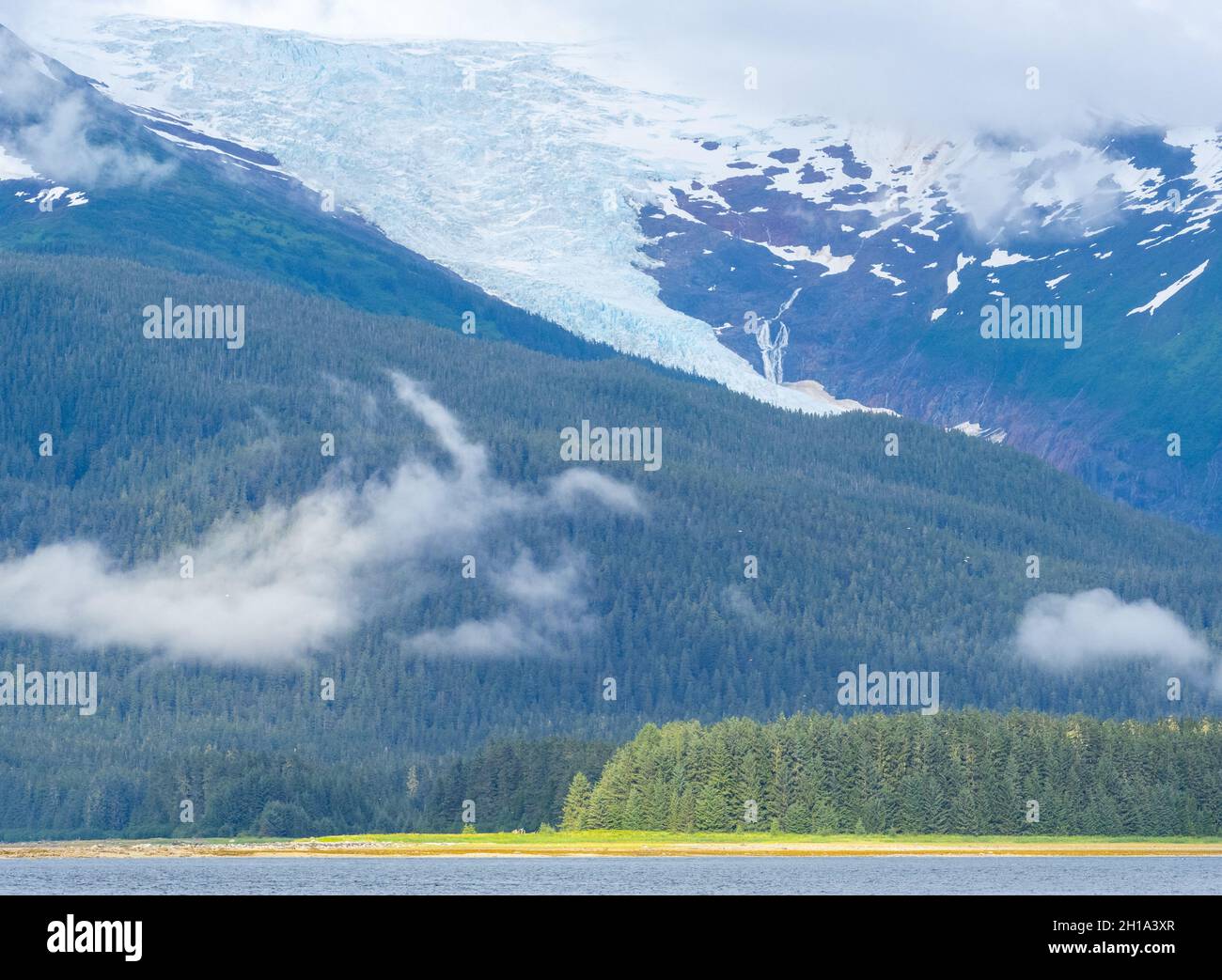 Glacier de Sumdum, Tracy Arm, forêt nationale de Tongass, Alaska. Banque D'Images