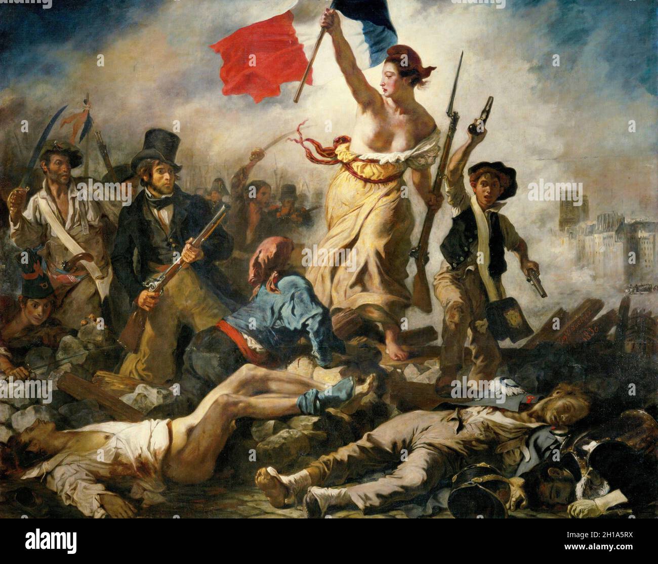 La liberté à la tête du peuple Eugène Delacroix Banque D'Images