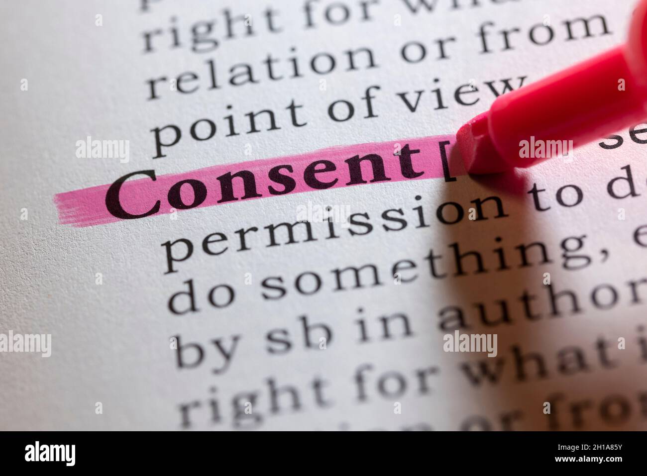 Faux mot de dictionnaire, définition de consentement du dictionnaire Banque D'Images
