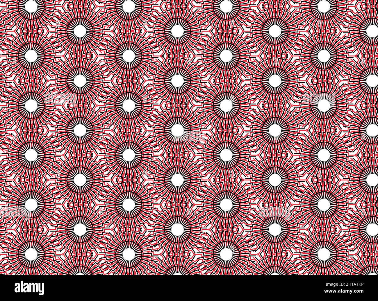 Motif vectoriel circulaire géométrique abstrait sans couture en rouge, noir et blanc Illustration de Vecteur