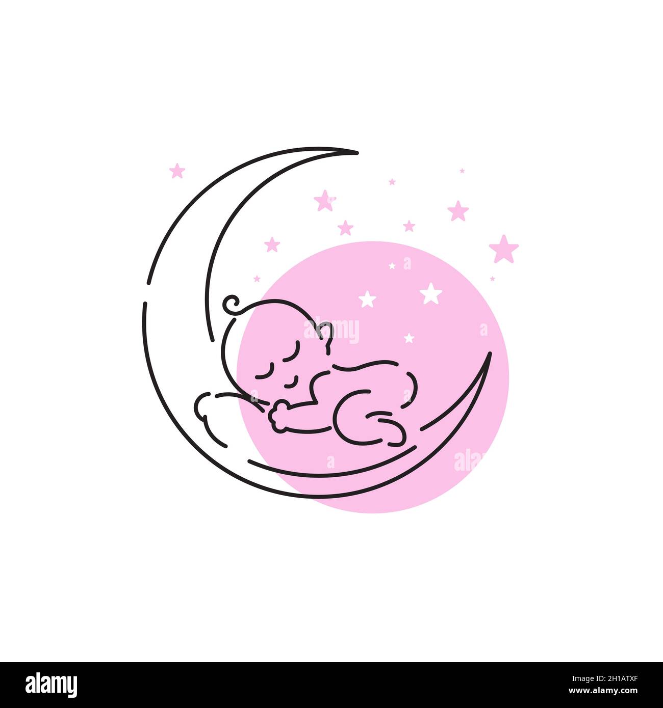 Modèle d'illustration de dessin d'icône vectorielle de logo de bébé mignon Banque D'Images