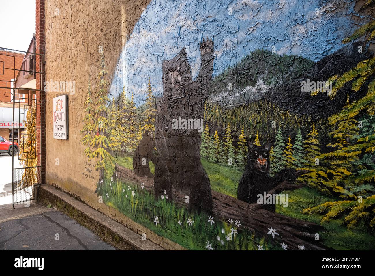 Murale ours noirs dans le centre-ville de Franklin, en Caroline du Nord.(ÉTATS-UNIS) Banque D'Images