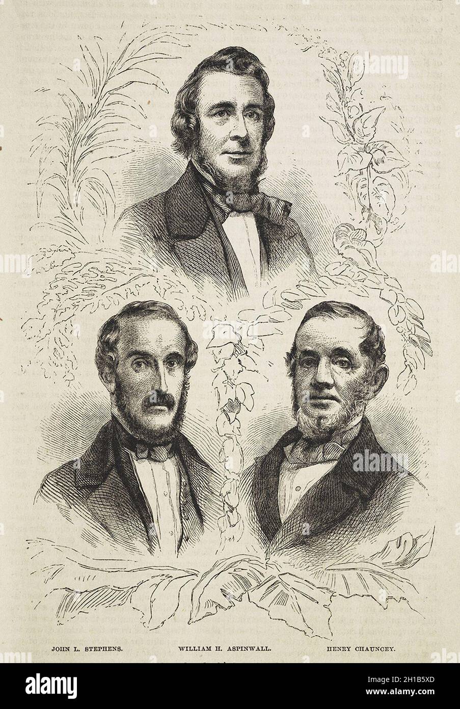 Portraits des fondateurs du Panama Railroad, John L. Stephens, William H. Aspinwall et Henry Chauncey ca.1859 Banque D'Images