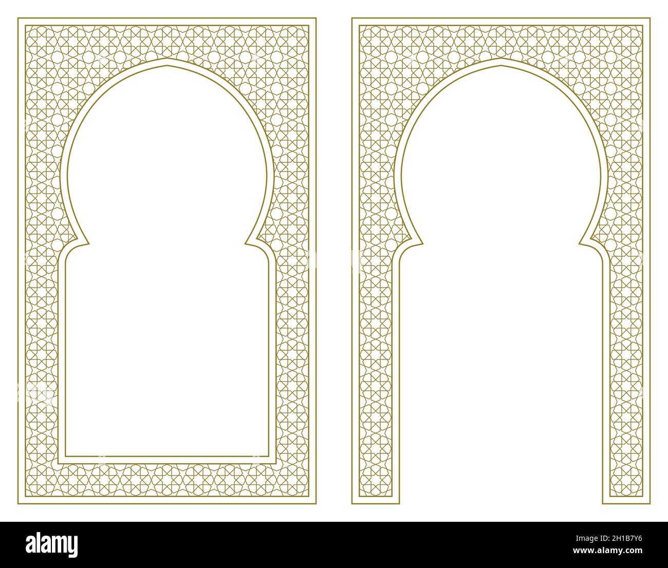 Cadre rectangulaire avec motif arabe et cadre en forme de courbure. Illustration de Vecteur