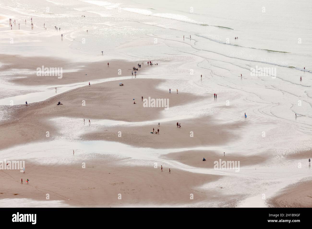 Plage d'Escalles à marée basse, vue depuis le Cap blanc-nez.Opal Coast, France Banque D'Images