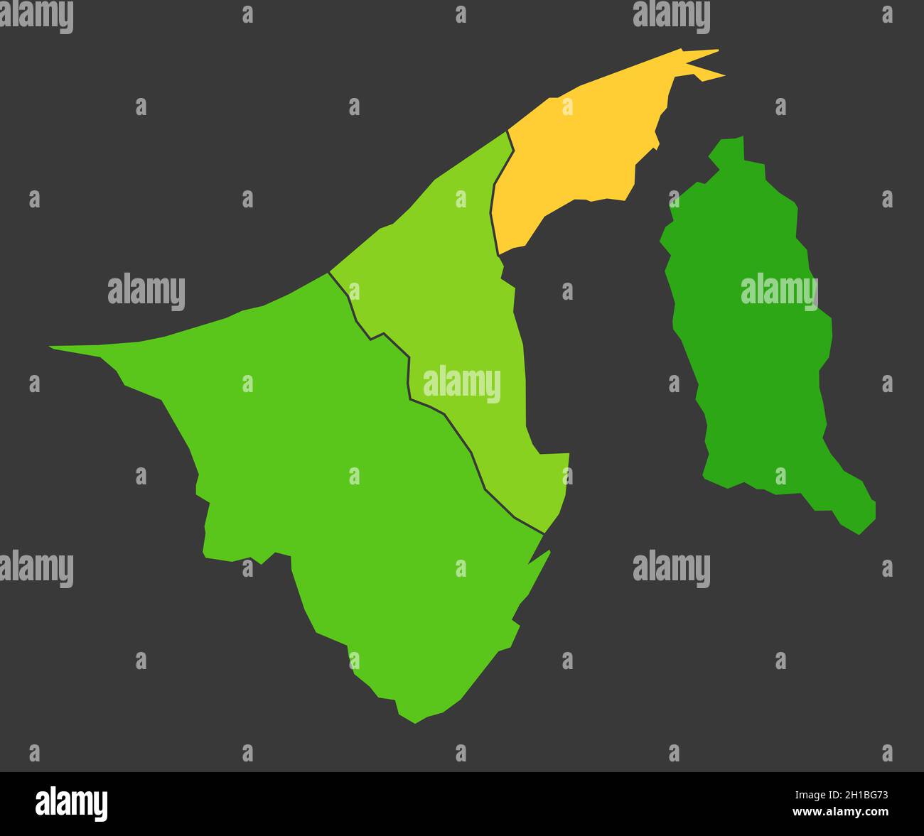 Carte thermique de la population du Brunei comme illustration de la densité de couleur Banque D'Images