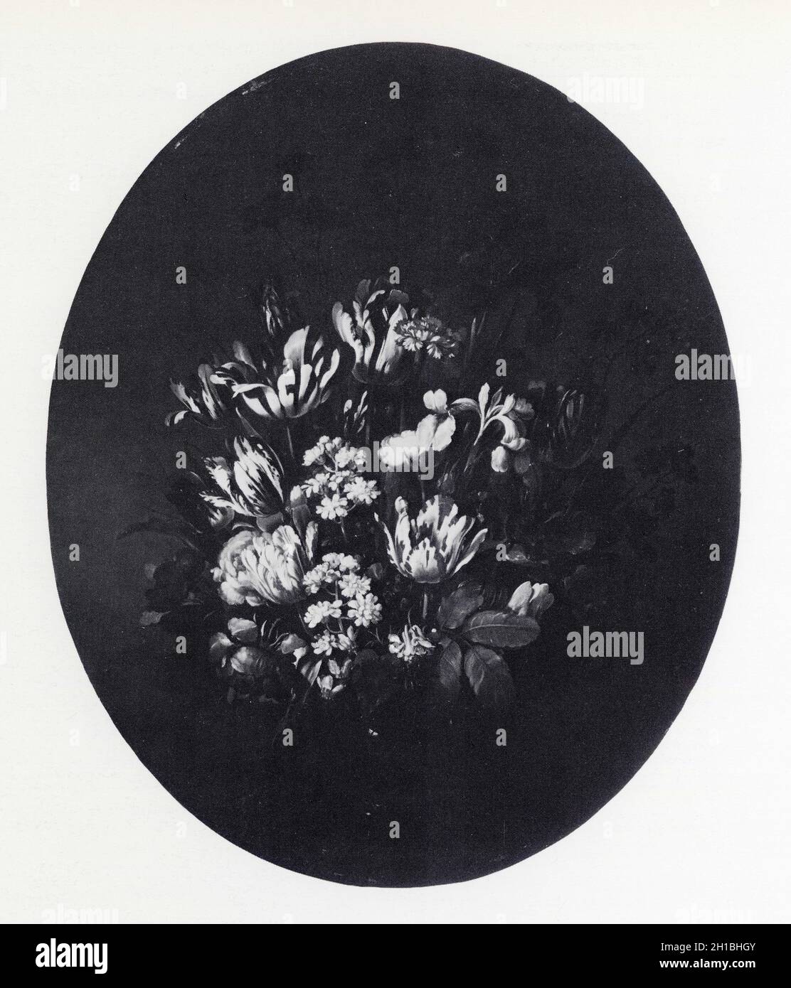 Hans Bollongier ou Boulenger. Vers 1600- après 1672. Bouquet de fleurs. Bois ovale Banque D'Images