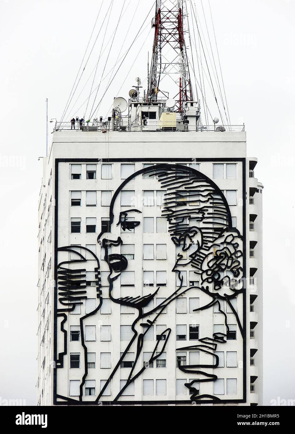 Portrait de Maria Eva Duarte de Peron décoré sur la façade du ministère du développement social à Buenos Aires, Argentine – février 22.2015 Banque D'Images