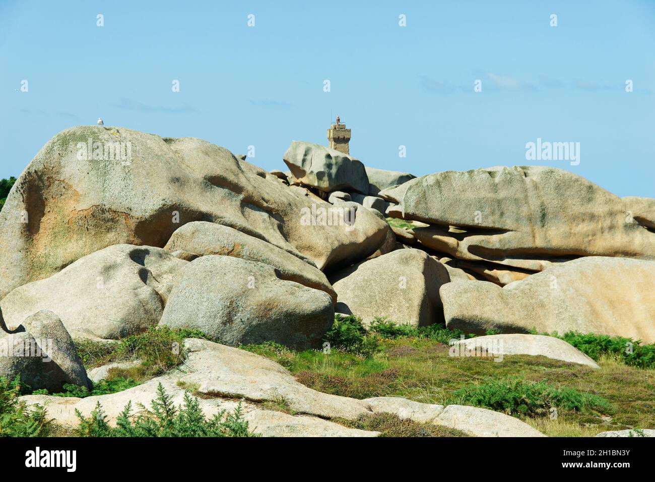 Côte rose granite (Côte de granit Rose), Landes de Ploumanac'h (Côtes d'Armor, Bretagne, France) Banque D'Images