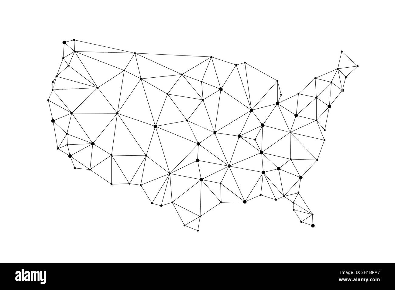 Carte polygonale USA Connected Dots.Vector United States mappe le style polygonal. Illustration de Vecteur