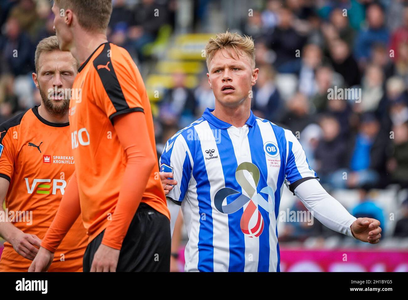 Odense, Danemark.17 octobre 2021.Jeppe Tverskov (6) d'OB vu pendant le match 3F Superliga entre Odense Boldklub et Randers FC au Parc d'énergie nature à Odense.(Crédit photo : Gonzales photo/Alamy Live News Banque D'Images