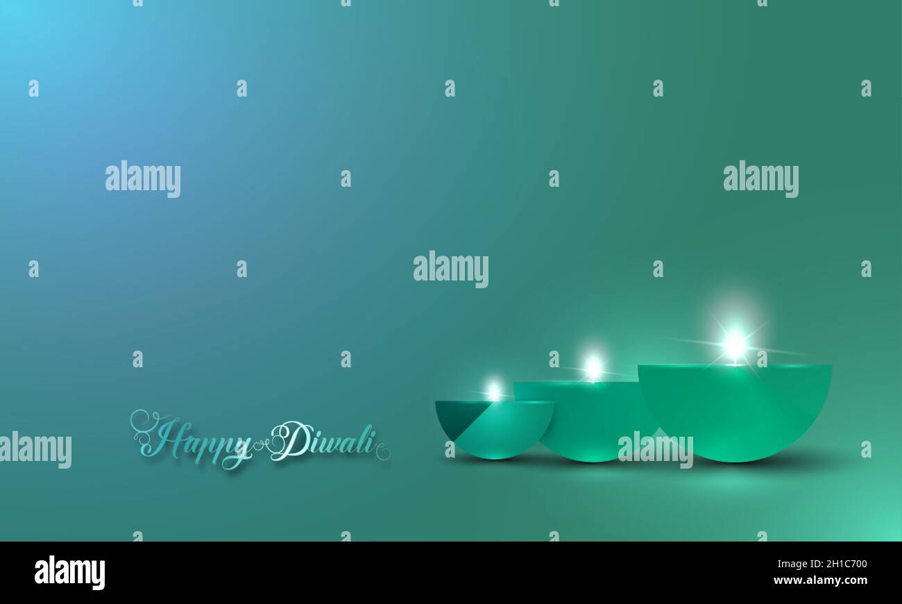 Happy Diwali Festival of Lights India Celebration modèle coloré.Bannière design de Indian Diya Oil Lamps, design moderne dans couleur vert vif carte Illustration de Vecteur