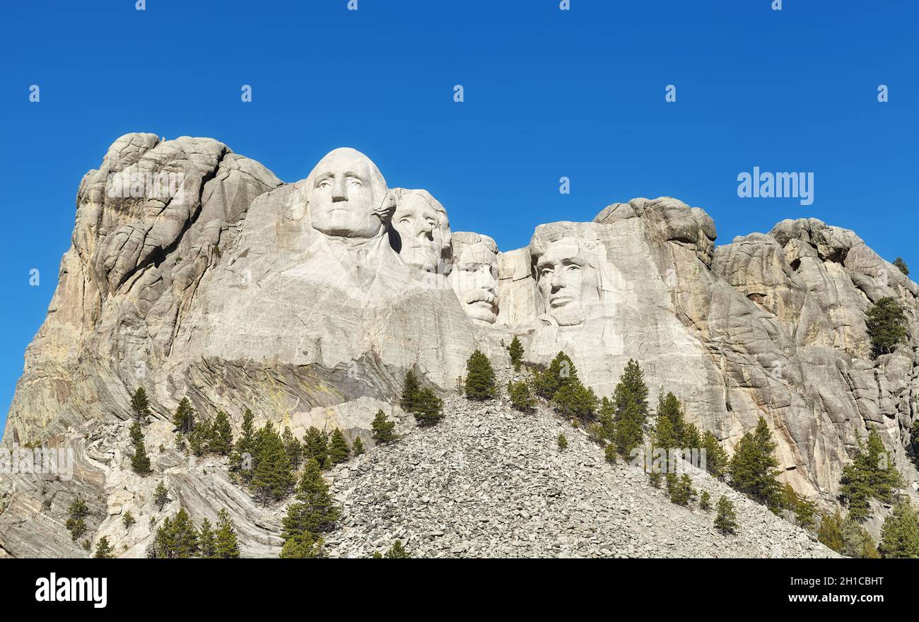 Mount Rushmore National Memorial sur une journée ensoleillée, le Dakota du Sud, USA. Banque D'Images