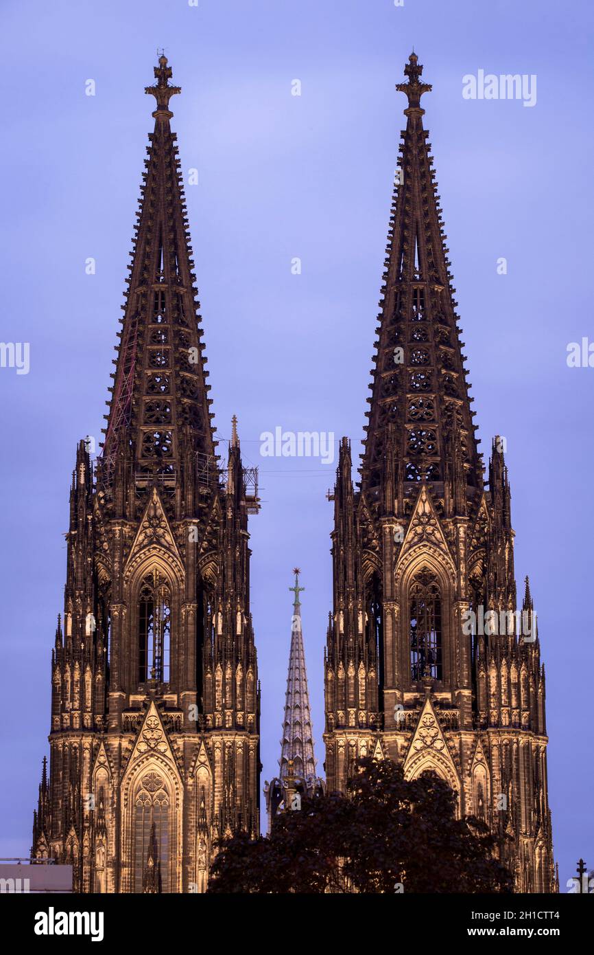 La façade ouest de la cathédrale, Cologne, Allemagne. die Westfassade des Doms, Köln, Deutschland. Banque D'Images