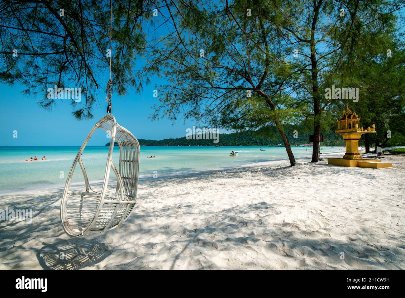 Plage de Saracen Bay au paradis tropical île de Koh Rong Samloen près de Siahnaoukville au Cambodge Banque D'Images